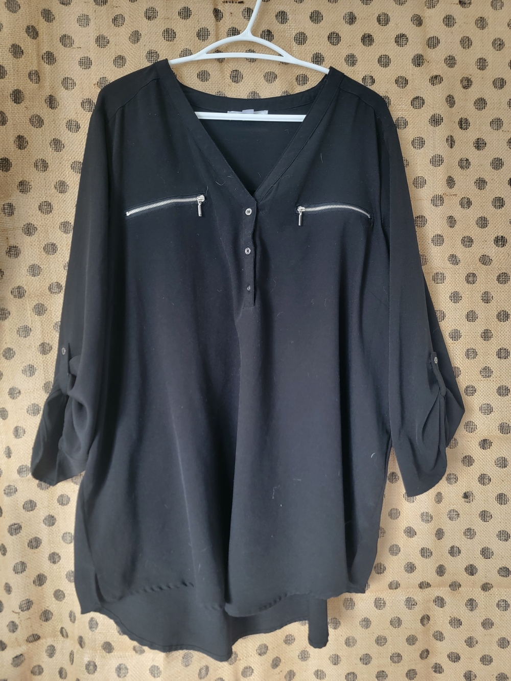 Black V-Neck Women's Flowy Top